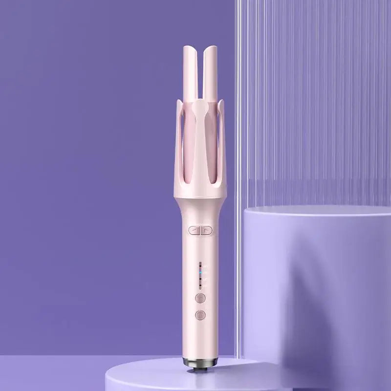 Hair curling iron on a purple background